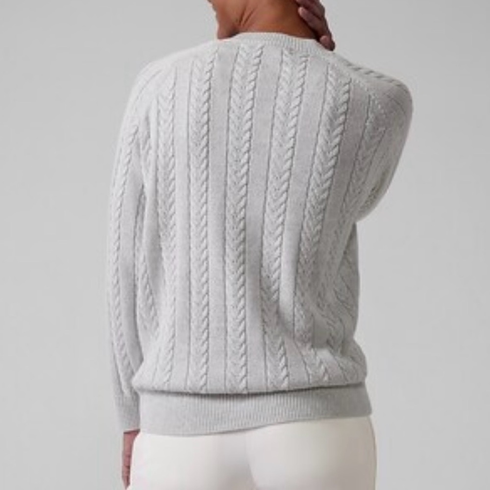 Athleta crossroads crew neck Cable Knit Sweater with metallic thread size S